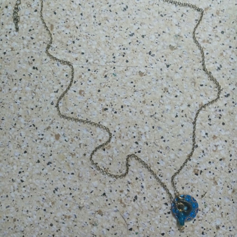 Long Rustic blue charm add on necklace